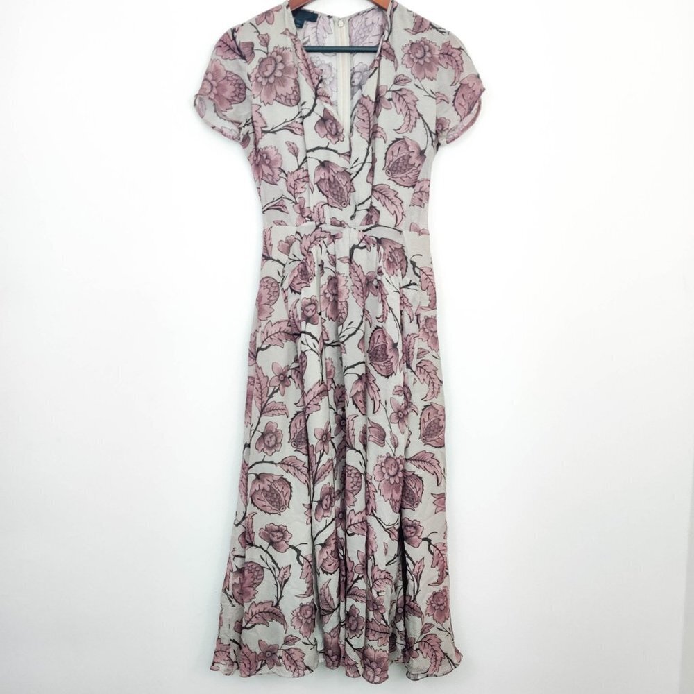 Burberry Prorsum Printed Floral Silk Georgette Dress Sample 34 2